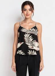 Top imprimé fantaisie fines bretelles noir VERO MODA femme