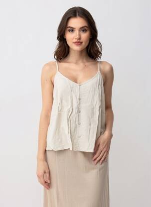 Top manches bretelles ajustables fines bretelles beige VERO MODA femme