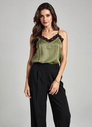Top manches bretelles ajustables fines bretelles vert B.YOUNG femme