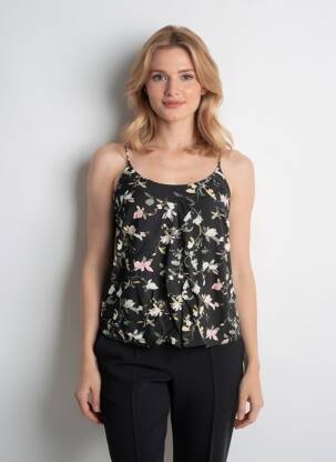 Top imprimé fantaisie fines bretelles noir VERO MODA femme