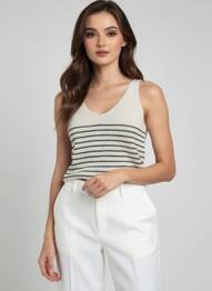Top stretch sans manche beige VERO MODA femme