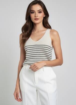 Top stretch sans manche beige VERO MODA femme