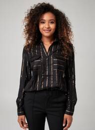 Chemisier tissage crêpe manches longues noir VERO MODA femme