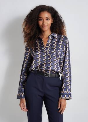 Chemisier coupe droite manches longues bleu VERO MODA femme