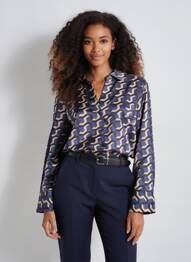 Chemisier coupe droite manches longues bleu VERO MODA femme