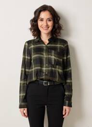Chemisier tissage popeline manches longues vert STREET ONE femme