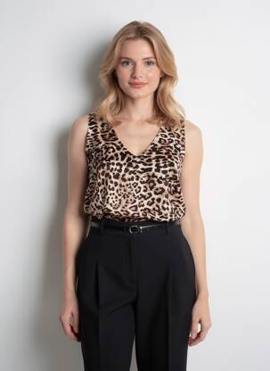 Top coupe cintrée sans manche beige B.YOUNG femme