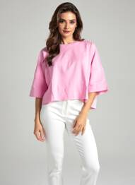 Sweat-shirt stretch manches 3/4 rose NOISY MAY femme