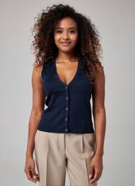 Top tissage jersey sans manche bleu VERO MODA femme
