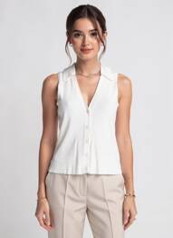 Top tissage jersey sans manche blanc VERO MODA femme