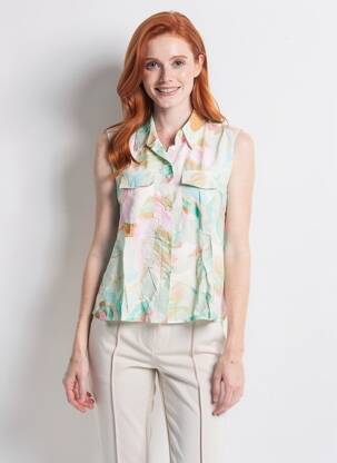 Chemisier coupe cintrée sans manche vert VERO MODA femme