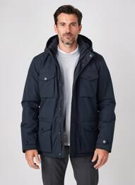 Parka col col montant a capuche bleu DAYTONA homme