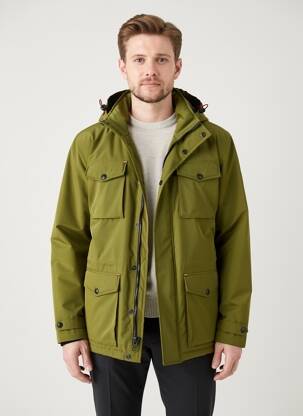 Parka manches longues a capuche vert DAYTONA homme