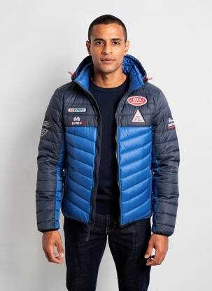 Doudoune manches longues a capuche bleu DAYTONA homme