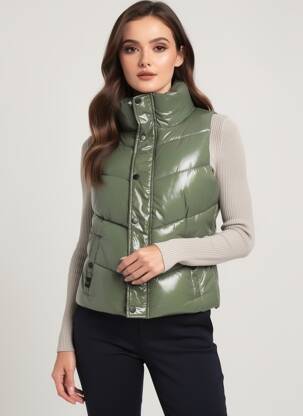Doudoune poches sans capuche vert ROSE GARDEN femme