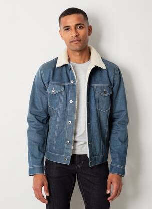 Veste casual finition intérieure fourrure synthétique bleu DAYTONA homme