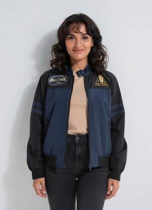 Blouson effet matière satinée noir DAYTONA femme