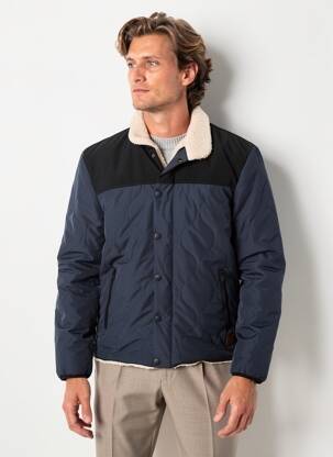 Blouson fermeture zippée sous rabat pressionné bleu IRON AND RESIN homme
