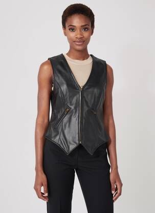 Veste en cuir poches noir DAYTONA femme