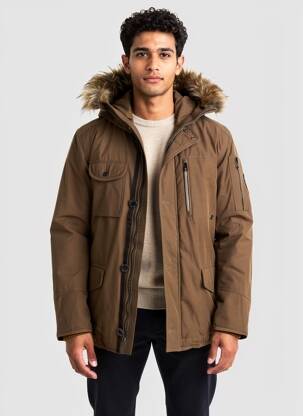 Parka manches longues a capuche vert CAMBERABERO homme
