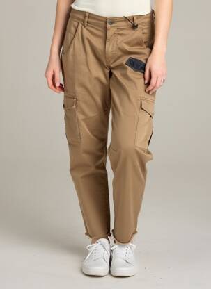 Pantalon cargo tissage popeline taille normale marron IMPERIAL femme
