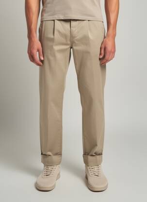 Pantalon chino fermeture zippée sous rabat avec crochet taille normale vert IMPERIAL homme