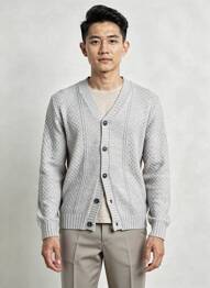 Gilet manches longues col v gris IMPERIAL homme