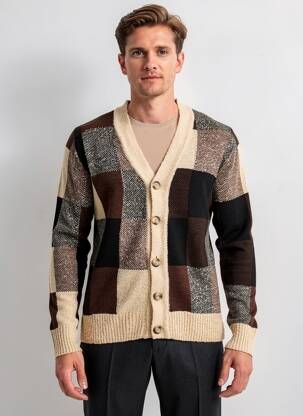 Gilet manches longues col v marron IMPERIAL homme
