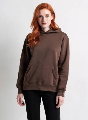Sweat-shirt à capuche col rond manches longues marron IMPERIAL femme