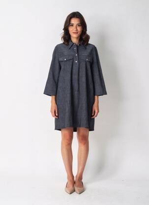 Robe courte manches 3/4 manches 3/4 noir PLEASE femme