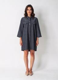 Robe courte manches 3/4 manches 3/4 noir PLEASE femme