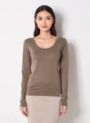 Top stretch manches longues marron IMPERIAL femme