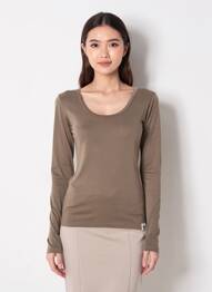 Top tissage jersey manches longues marron IMPERIAL femme