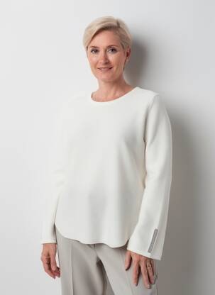 Pull coupe droite manches longues blanc RABE femme
