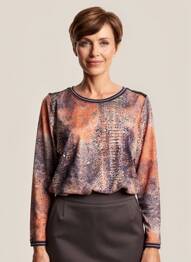 Top stretch manches longues orange GUY DUBOUIS femme