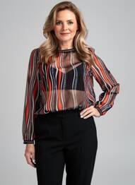 Blouse col rond manches longues noir CHRISTINE LAURE femme