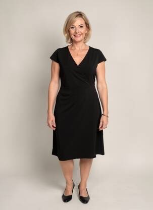 Robe mi-longue manches courtes manches courtes noir TELMAIL femme