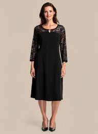 Robe mi-longue manches 3/4 manches 3/4 noir GUY DUBOUIS femme