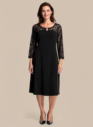 Robe mi-longue manches 3/4 manches 3/4 noir GUY DUBOUIS femme