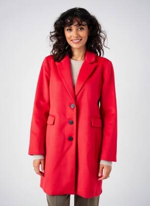 Manteau long coupe cintrée sans capuche rouge REVER MILE femme