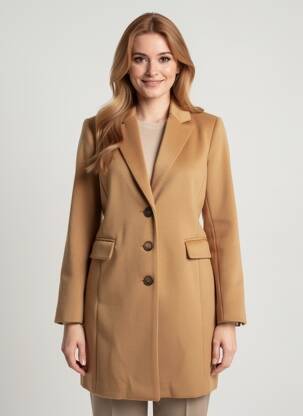 Manteau long coupe cintrée sans capuche marron REVER MILE femme