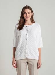 Gilet manches courtes fermeture boutonnée sur le devant blanc MICHA femme