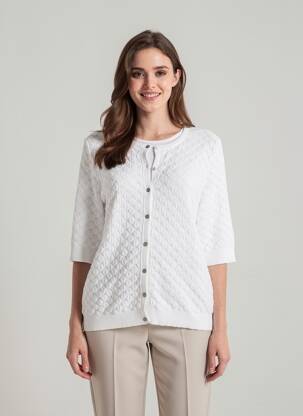 Gilet manches courtes fermeture boutonnée sur le devant blanc MICHA femme