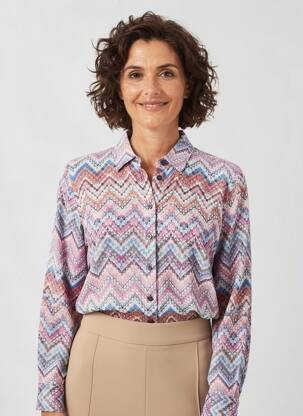 Chemisier imprimé fantaisie manches longues violet ERFO femme