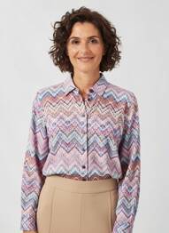 Chemisier imprimé fantaisie manches longues violet ERFO femme
