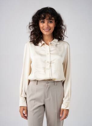 Chemisier coupe droite manches longues beige TONI femme