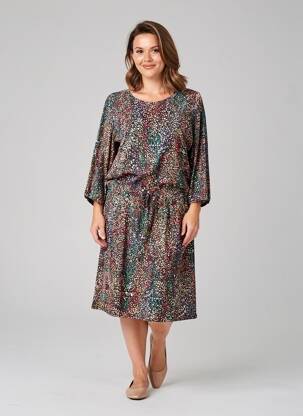 Robe mi-longue manches 3/4 manches 3/4 noir GEVANA femme