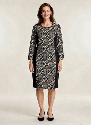 Robe mi-longue manches 3/4 manches 3/4 noir TELMAIL femme