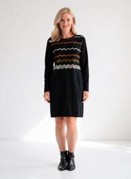 Robe pull coupe cintrée manches longues noir TELMAIL femme