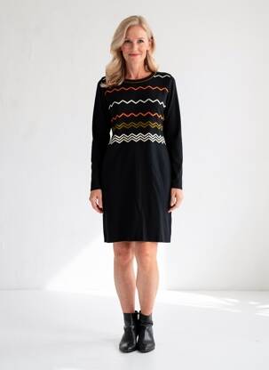 Robe pull coupe cintrée manches longues noir TELMAIL femme